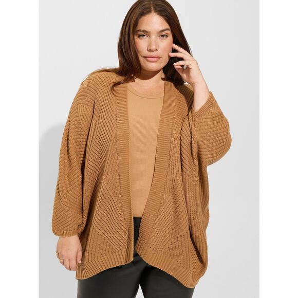 NWT Torrid Beige Textured Knit Dolman Kimono Wrap Plus Size: 00X / 0X (10 - 12) - Picture 1 of 4